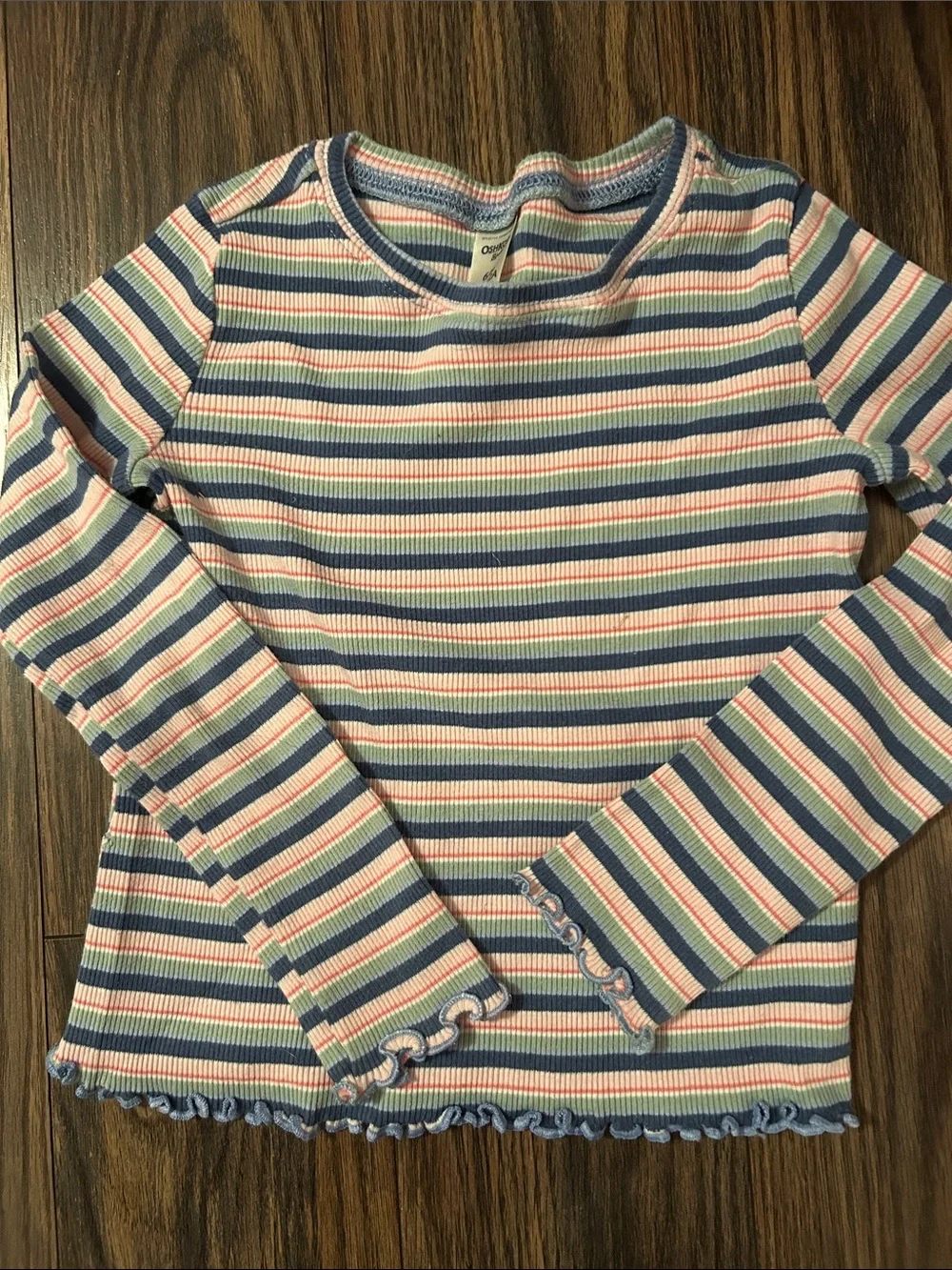 OshKosh B'gosh Pink Floral and Blue-Striped Long Sleeve Tops - 2 Pack
